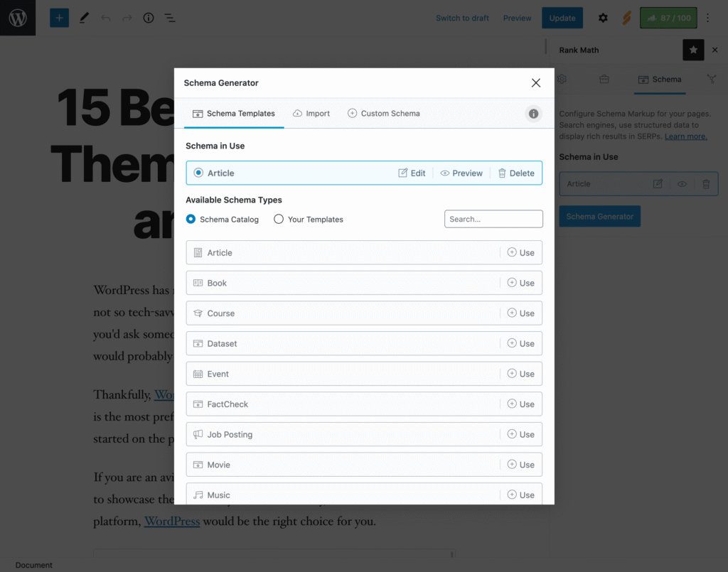 클릭률을 높이는 Rank Math 스키마 생성기