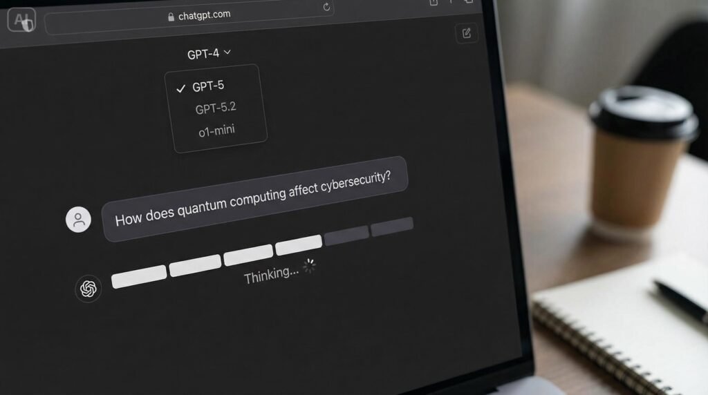챗GPT o1-mini 모델 선택 및 생각하는 과정 화면