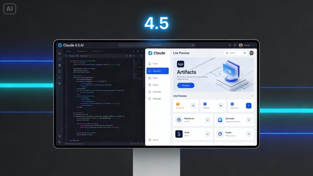 앤스로픽 클로드 4.5 무료 사용 화면 및 아티팩트 기능